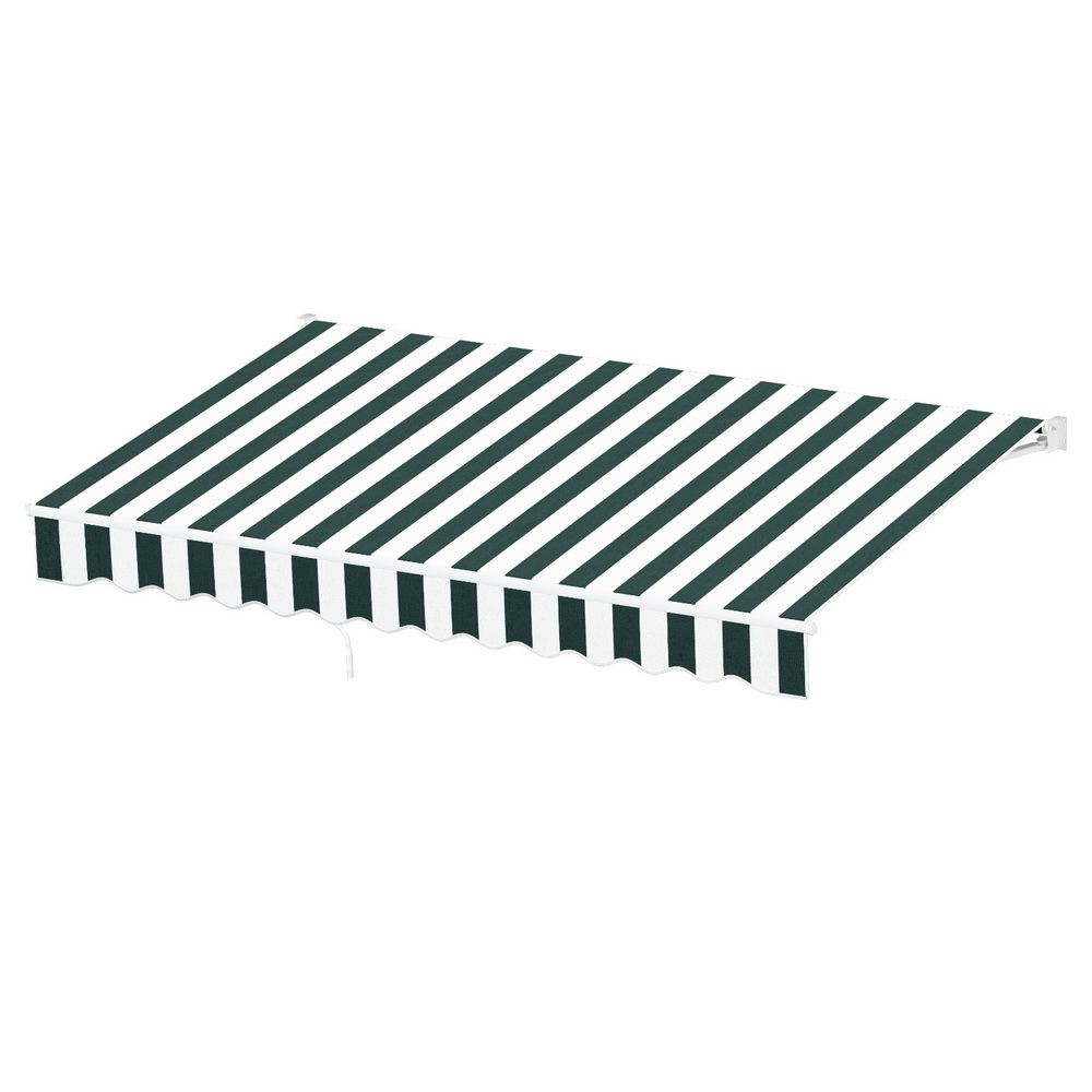 AWN-B-ARM-REMOTE-30X25-GNWH-186227-00 Instahut Retractable Folding Arm Awning Motorised Sunshade 3Mx2.5M Green White - Image 1