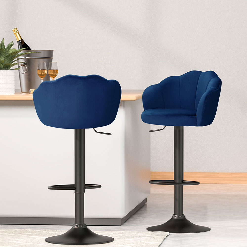 BA-K-9968-BLX4-205791-06 Artiss 4x Bar Stools Gas Lift Velvet Blue - Image 1