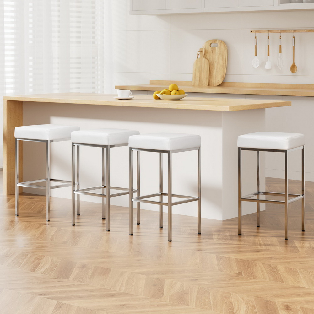 BA-TW-9076-WHX4-202502281014-00 Artiss 4x Bar Stools Leather Padded Metal White - Image 1
