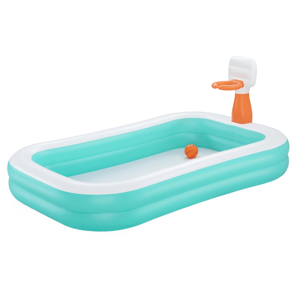 BW-POOL-PLAY-54445-191842-00 Bestway Kids Inflatable Pool Above Ground Play Pools Basketball Hoop 251x168cm - Image 1
