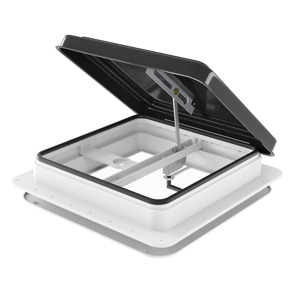 CARAVAN-VENT-B-42X42X12-MESH-BK-149254-00 Weisshorn Caravan Roof Vent Hatch RV Skylight Motorhome Camper 350x350mm Black - Image 1