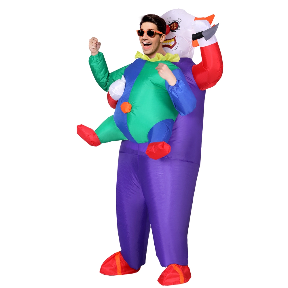 HALO-INF-CLOWN-173379-00 Inflatable Clown Costume Adult Suit Blow Up Party Fancy Dress Halloween Cosplay - Image 1
