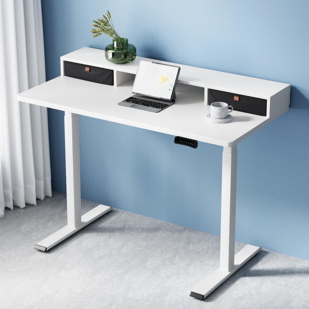 HASD-268-WHDF-HDR-120-202502281044-00 Artiss Electric Standing Desk Dual Motor Office Table With Shelf Drawer120CM - Image 1