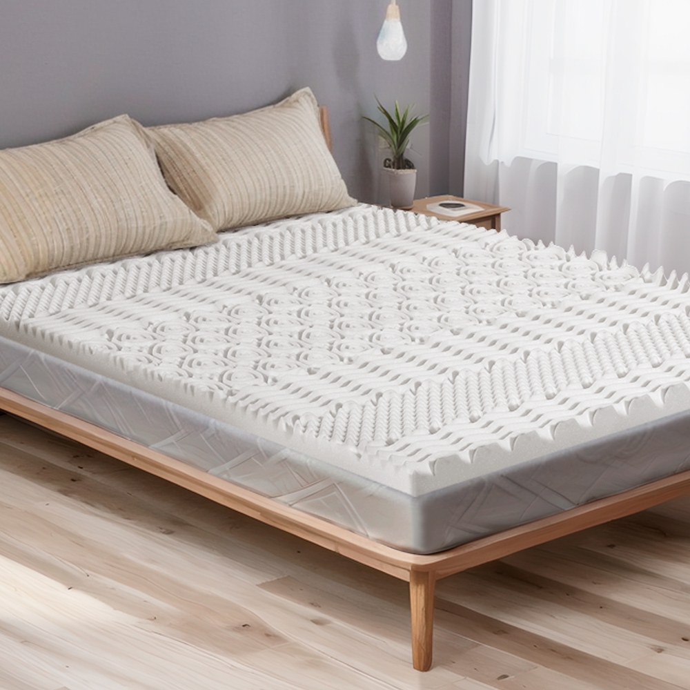 MATTRESS-TOP-7ZONE-8-D-139423-06 Giselle Bedding Memory Foam Mattress Topper 7-Zone Airflow Pad 8cm Double White - Image 1