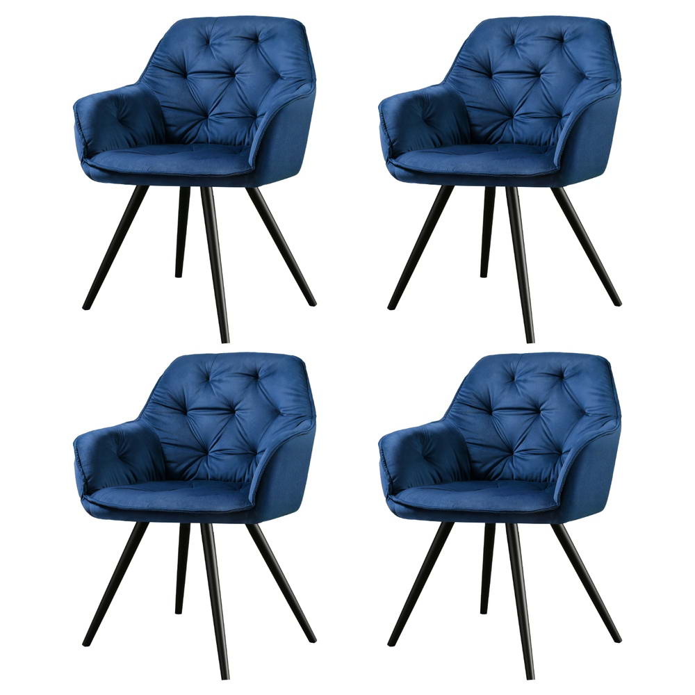 MO-DIN-GRS058-VEL-NAX4-202505131408-00 Artiss Dining Chairs Set of 4 Velvet Diamond Tufted Armchair Blue - Image 1