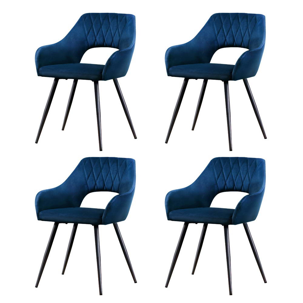 MO-DIN-KJC115-VEL-NAX4-202505131407-00 Artiss Dining Chairs Set of 4 Velvet Hollow Armchair Blue - Image 1
