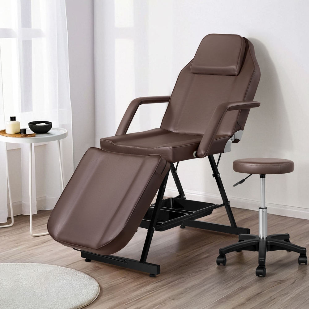 MT-CHR-F3-BR-80-197373-06 Zenses Massage Table Adjustable Salon Bed Chair 3-Fold Brown - Image 1