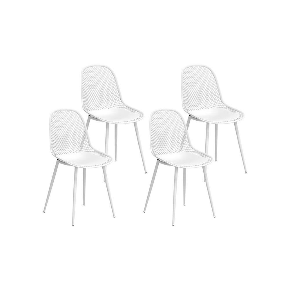 ODF-CHAIR-PP210-WH-4X-162119-00 Gardeon 4PC Outdoor Dining Chairs PP Lounge Chair Patio Garden Furniture White - Image 1
