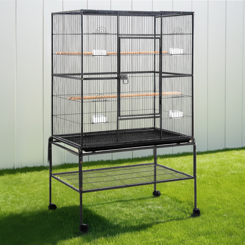 PET-BIRDCAGE-H160-BK-190345-05 i.Pet Bird Cage Large Cages 160cm Parrot Aviary Stand-Alone Budgie Wheels Castor - Image 1