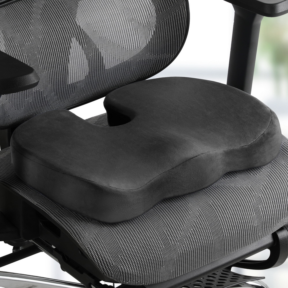 PILLOW-SEAT-BK-145630-06 Giselle Bedding Seat Cushion Memory Foam Pillow Back Pain Relief Chair Pad Black - Image 1
