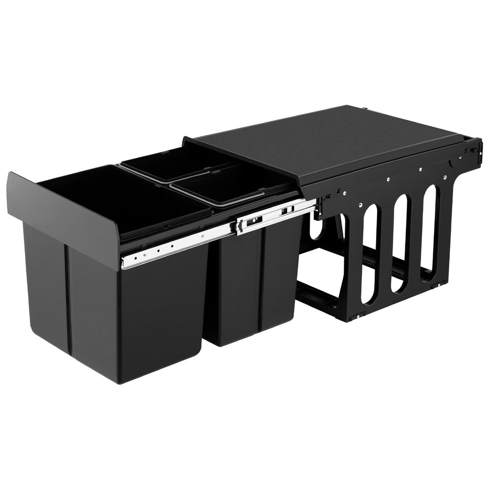 POT-BIN-31L-3C-BK-202506101046-00 Cefito Pull Out Bin Kitchen Triple Slide Garbage Rubbish Bins Basket Blcak 31L - Image 1