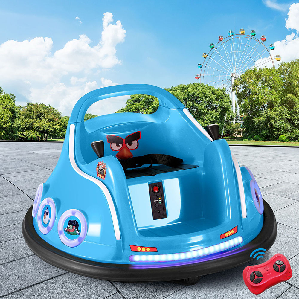 RCAR-BUMPER-BU-174946-06 Kids Ride On Car Bumper Electric Toys Cars Light Remote Angry Birds Sticker Blue - Image 1
