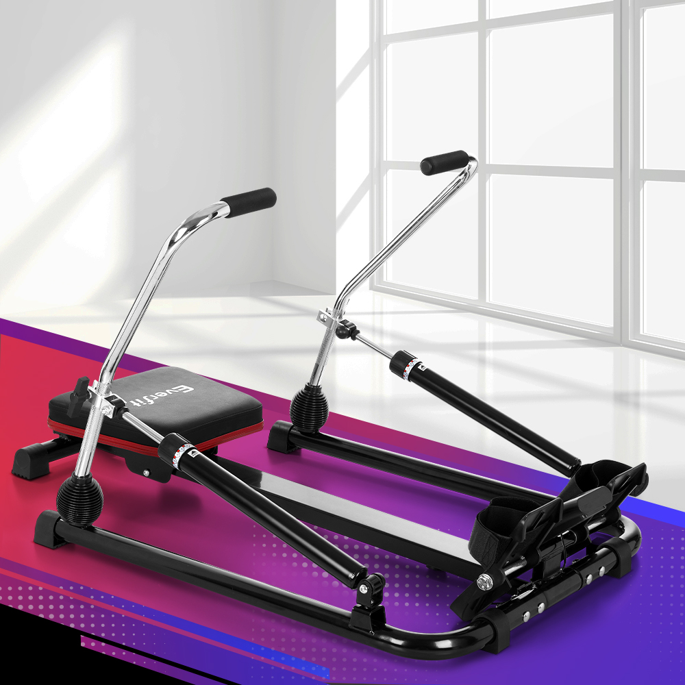ROWING-OIL-12L-BK-139367-04 Everfit Rowing Machine 12 Levels Hydraulic Rower Fitness Gym Home Cardio - Image 1