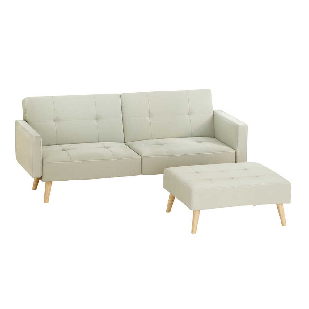 SBED-I-3S-01-BG-ABC-173491-00 Artiss Sofa Bed Lounge Convertible Ottoman Couch Recliner 3 Seater Fabric Beige - Image 1