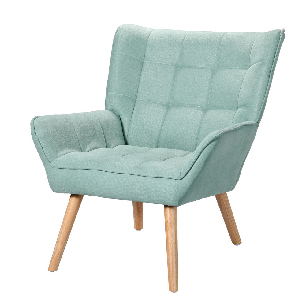 UPHO-B-ARM06-FB-BL-145621-00 Artiss Armchair Lounge Chair Accent Chairs Sofa Linen Fabric Cushion Seat Blue - Image 1