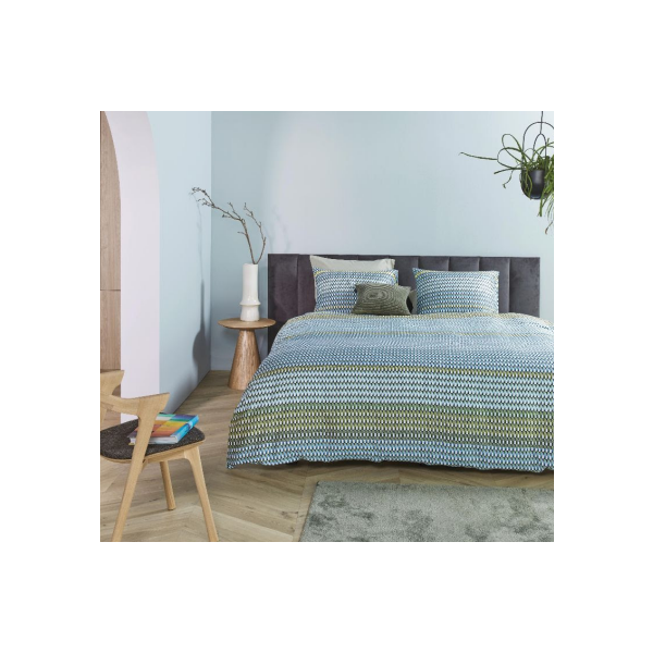 V107-1607661-200617-00 Rhythm Cotton Sateen Blue Green Quilt Cover Sets by Bedding House Queen - Image 1