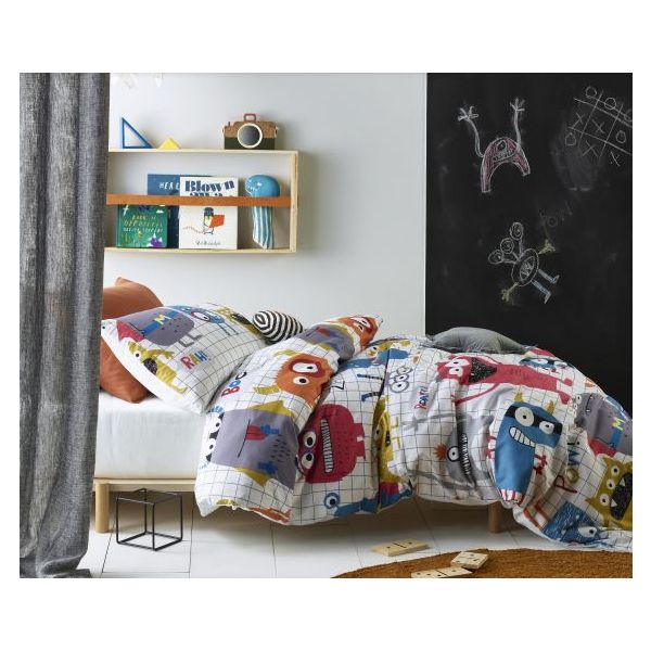 V107-5094055-200729-00 Monster Squad Glow In The Dark Quilt Cover Sets by Happy Kids Single - Image 1