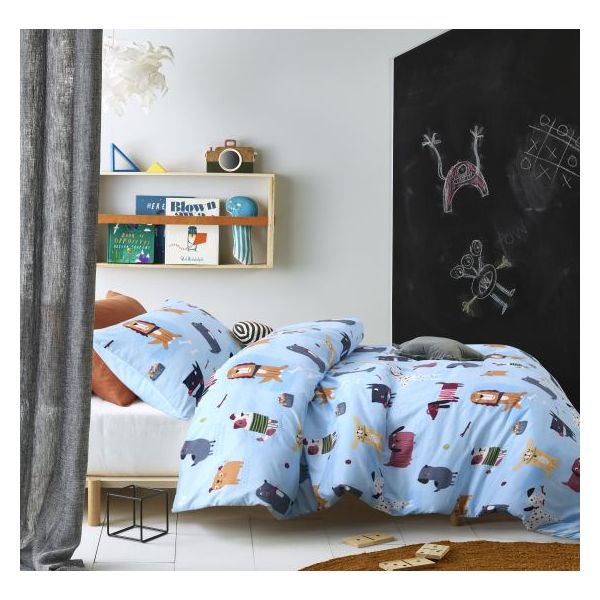 V107-5094116-200725-00 Woof Glow In The Dark Quilt Cover Sets by Happy Kids Single - Image 1