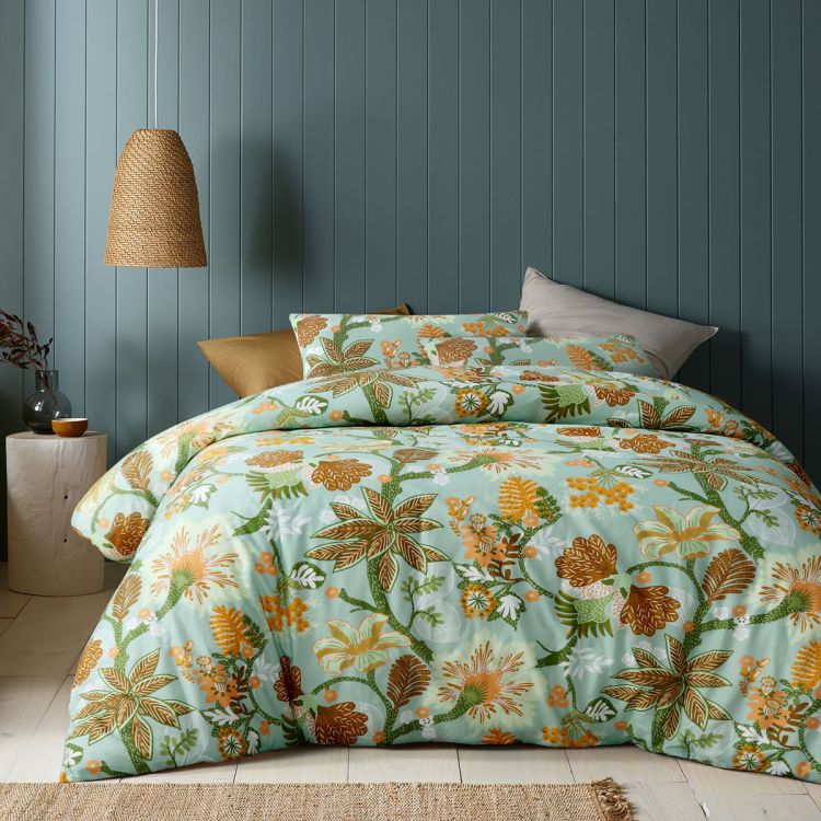 V107-5094918-200700-00 Kienze Washed Cotton Printed Quilt Cover Set by Accessorize Queen - Image 1