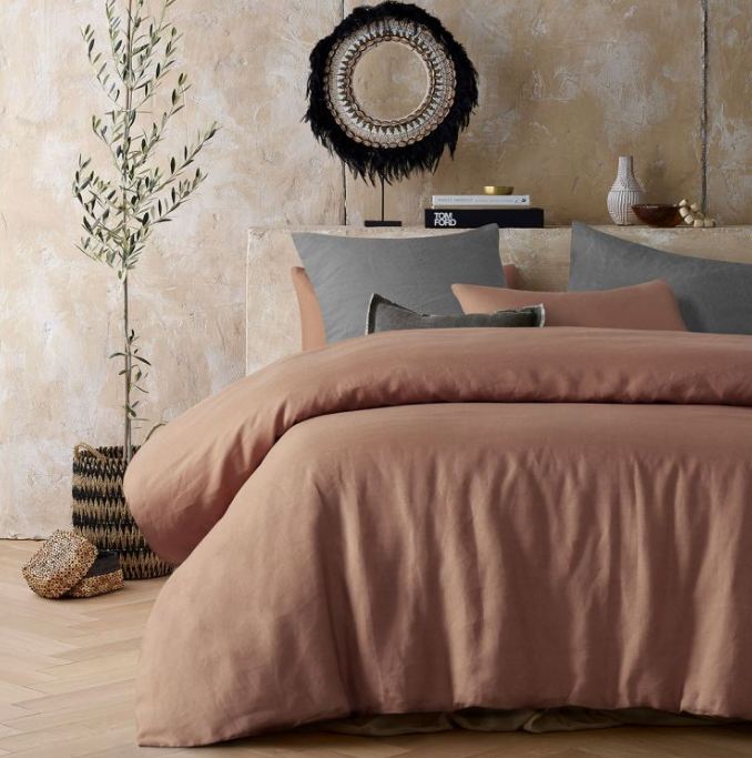 V107-5095229-200491-00 Hemp Hazelnut Quilt Cover by Vintage Design Homeware Queen - Image 1