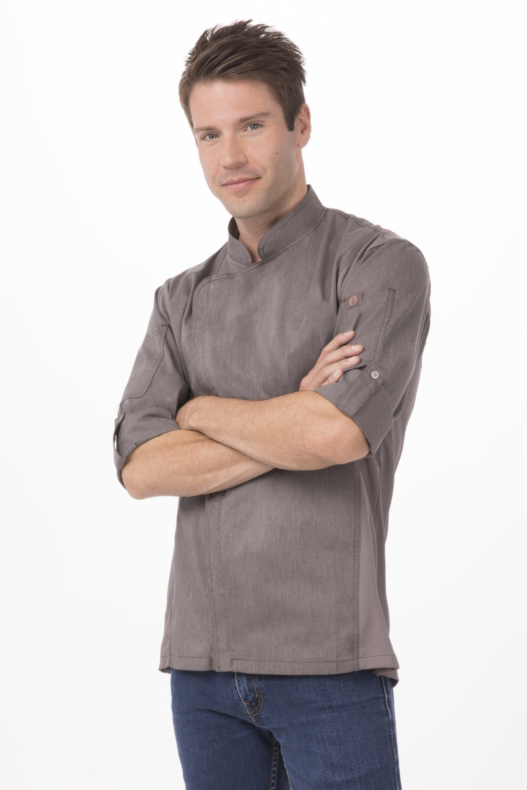 V107-BCLZ008-GPG-S-217641-00 Hartford Men's Graphite Grey Zipper S Chef Jacket by Chef Works - Image 1