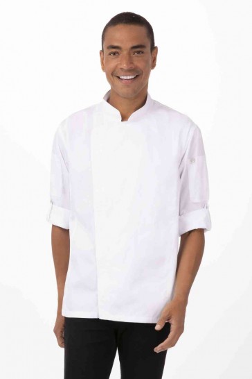V107-BCLZ008-WHT-XL-217625-00 Hartford Men's White Zipper XL Chef Jacket by Chef Works - Image 1