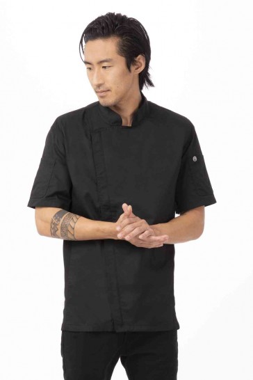 V107-BCSZ009-BLK-XXL-217551-00 Springfield Men's Black Zipper XXL Chef Jacket by Chef Works - Image 1