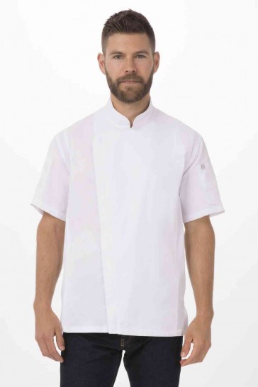 V107-BCSZ009-WHT-XXL-217561-00 Springfield Men's White Zipper XXL Chef Jacket by Chef Works - Image 1