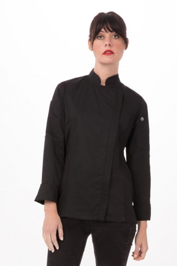 V107-BCWLZ005-BLK-L-217684-00 Hartford Women's Black Zipper L Chef Jacket by Chef Works - Image 1