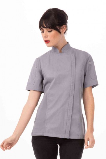V107-BCWSZ006-GRY-M-217595-00 Springfield Women's Grey Zipper M Chef Jacket by Chef Works - Image 1