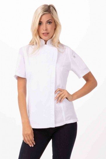 V107-BCWSZ006-WHT-XL-217589-00 Springfield Women's White Zipper XL Chef Jacket by Chef Works - Image 1
