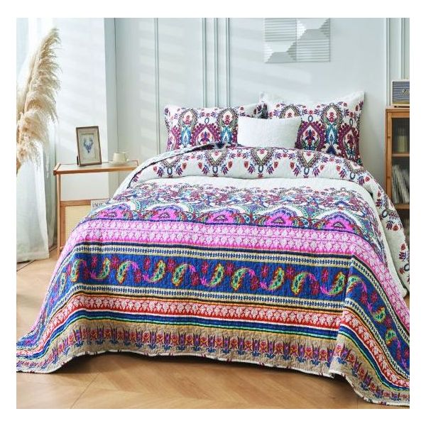 V107-KD3400K-197598-00 St Clair 100% Cotton Quilted 3 pcs Bedspread Coverlet Set King - Image 1