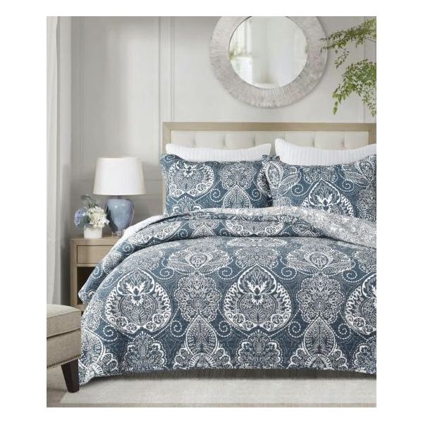 V107-KD4300KS-197588-00 Night Reflection 100% Cotton Quilted 2 pcs Bedspread Coverlet Set King Single - Image 1