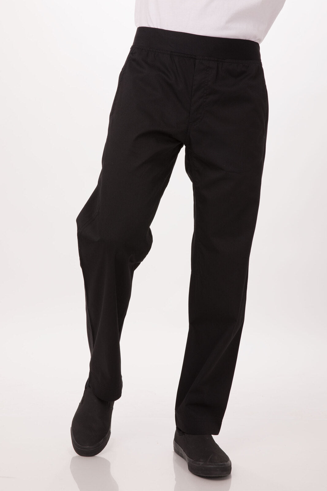 V107-PBN01-BLK-M-217274-00 Lightweight Black M Slim Men's Chef Pants by Chef Works - Image 1