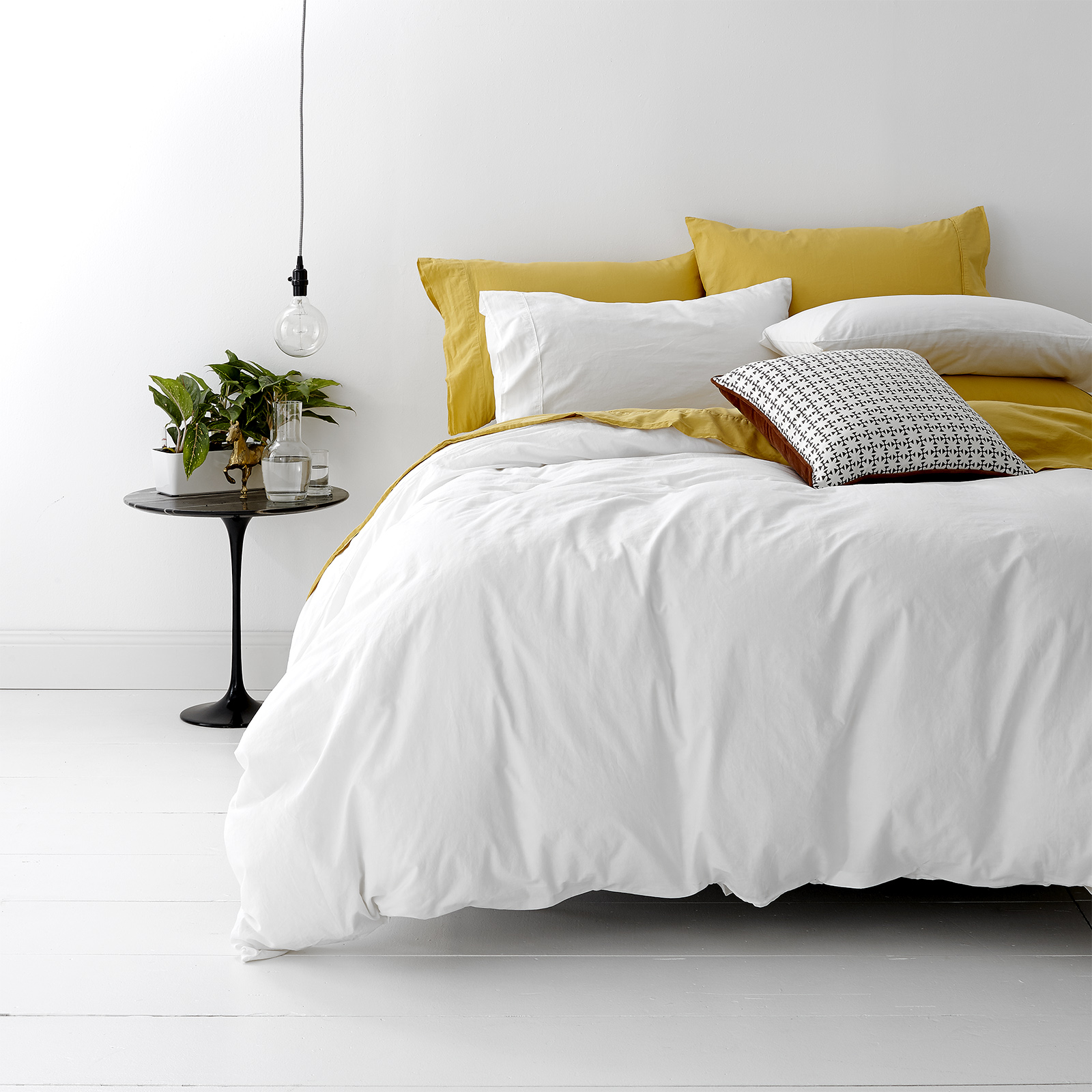V107-SH302045-196227-00 European Vintage Washed Cotton White Quilt Cover Set by Park Avenue Queen - Image 1