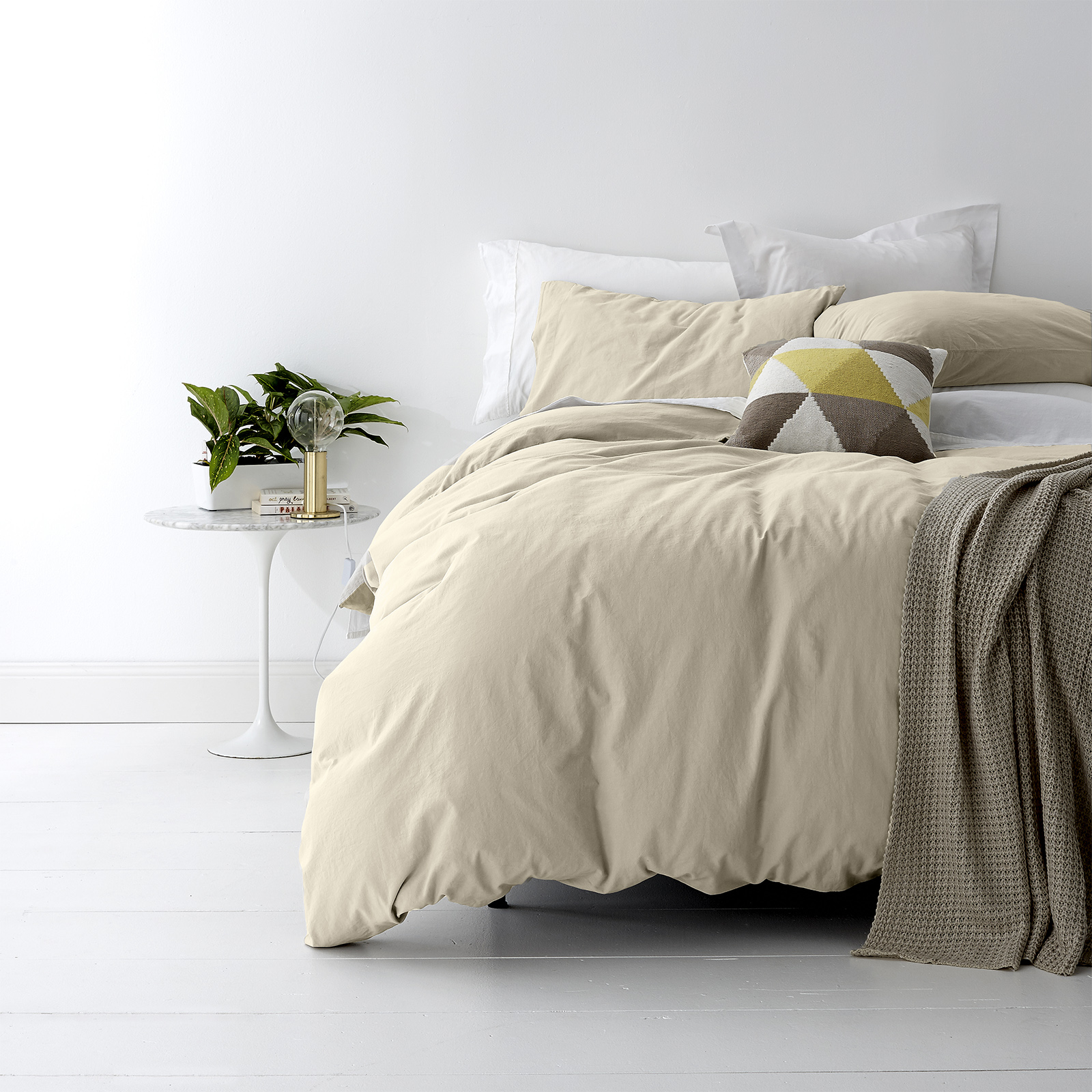 V107-SH307680-196330-00 European Vintage Washed Cotton Stone Quilt Cover Set by Park Avenue Super King - Image 1