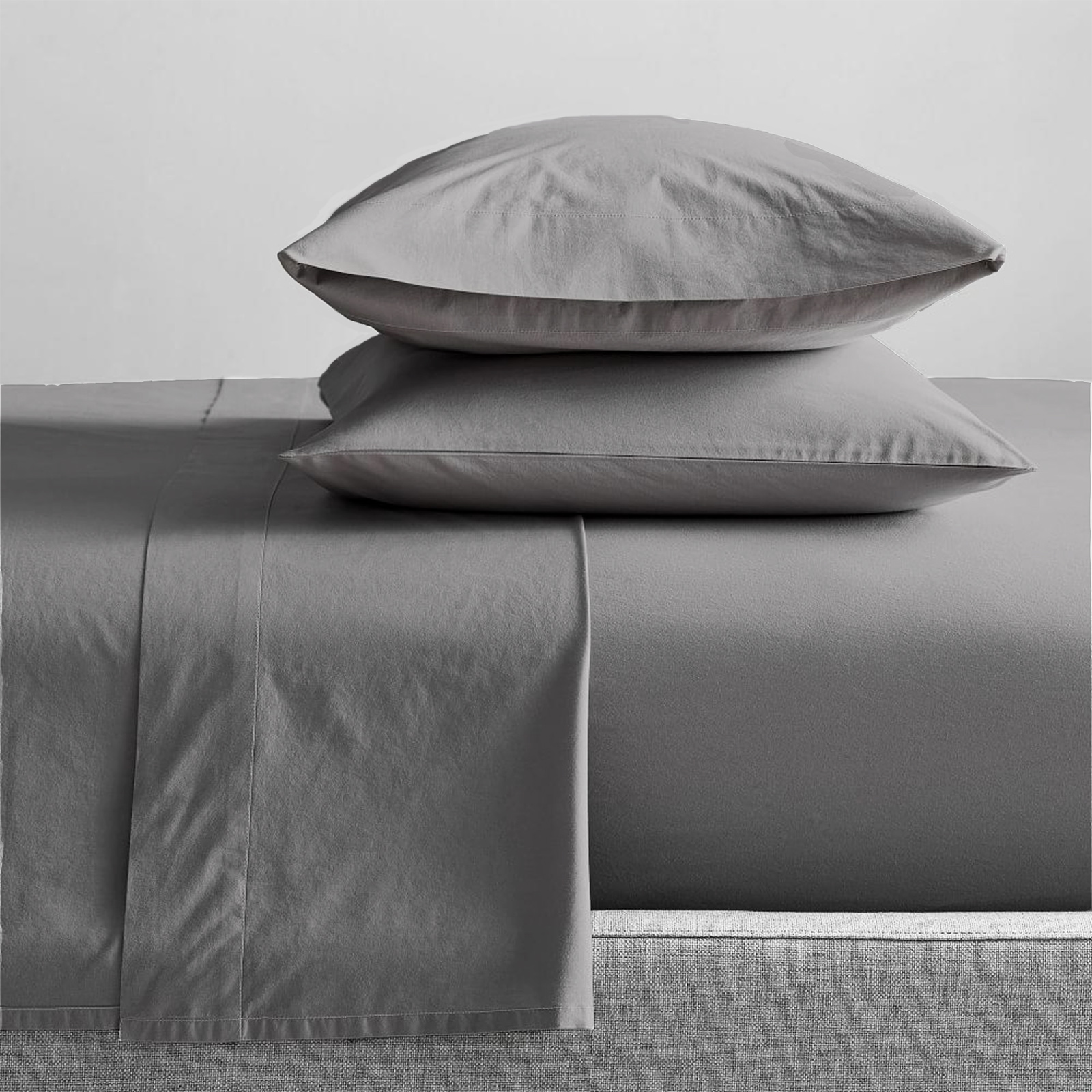 V107-SH314900-196204-00 300 Thread Count 100 % Organic Cotton Steel Grey Sheet Sets by Renee Taylor Long Single - Image 1
