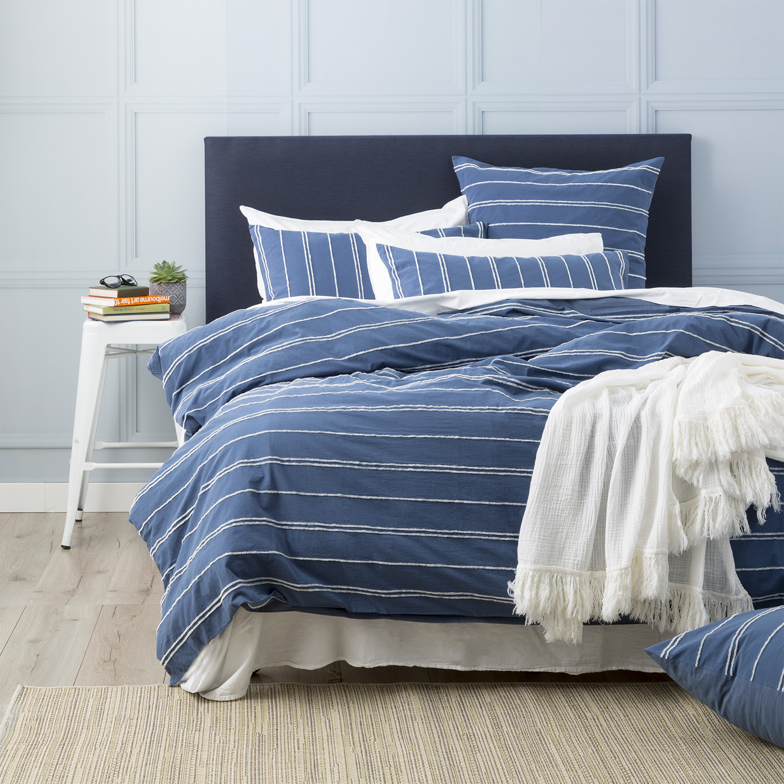 V107-SH317240-195749-00 Hudson Blue Vintage Washed Cotton Chenille European Pillowcase by Renee Taylor - Image 1
