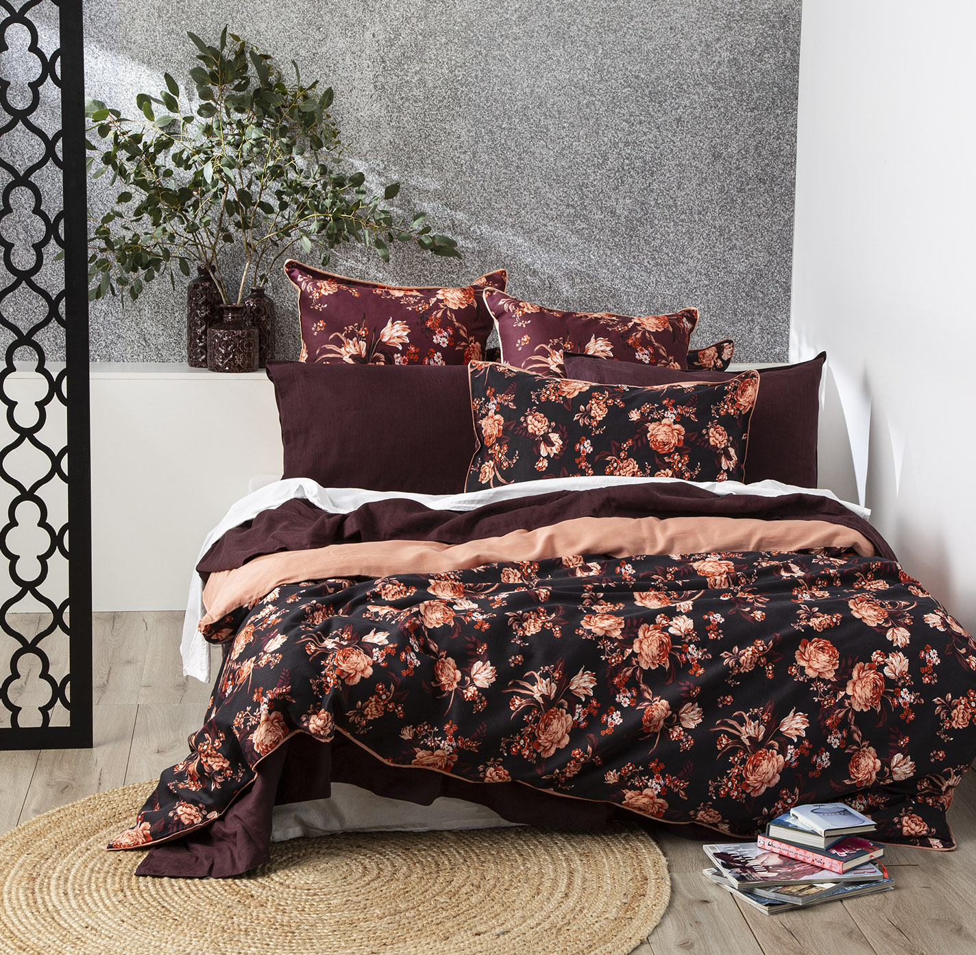 V107-SH317490-195645-00 300 TC Cotton Florence Plum European Pillowcase by Renee Taylor - Image 1