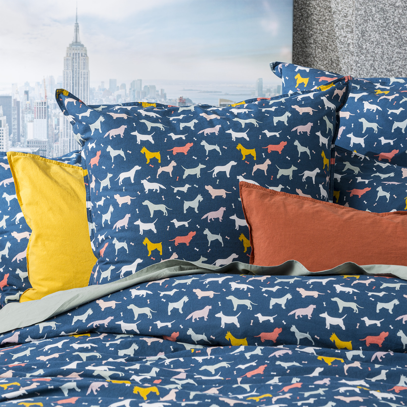 V107-SH318065-195981-00 Novelty European Vintage Washed Printed Cotton Quilt Cover Set by Renee Taylor Queen - Image 1