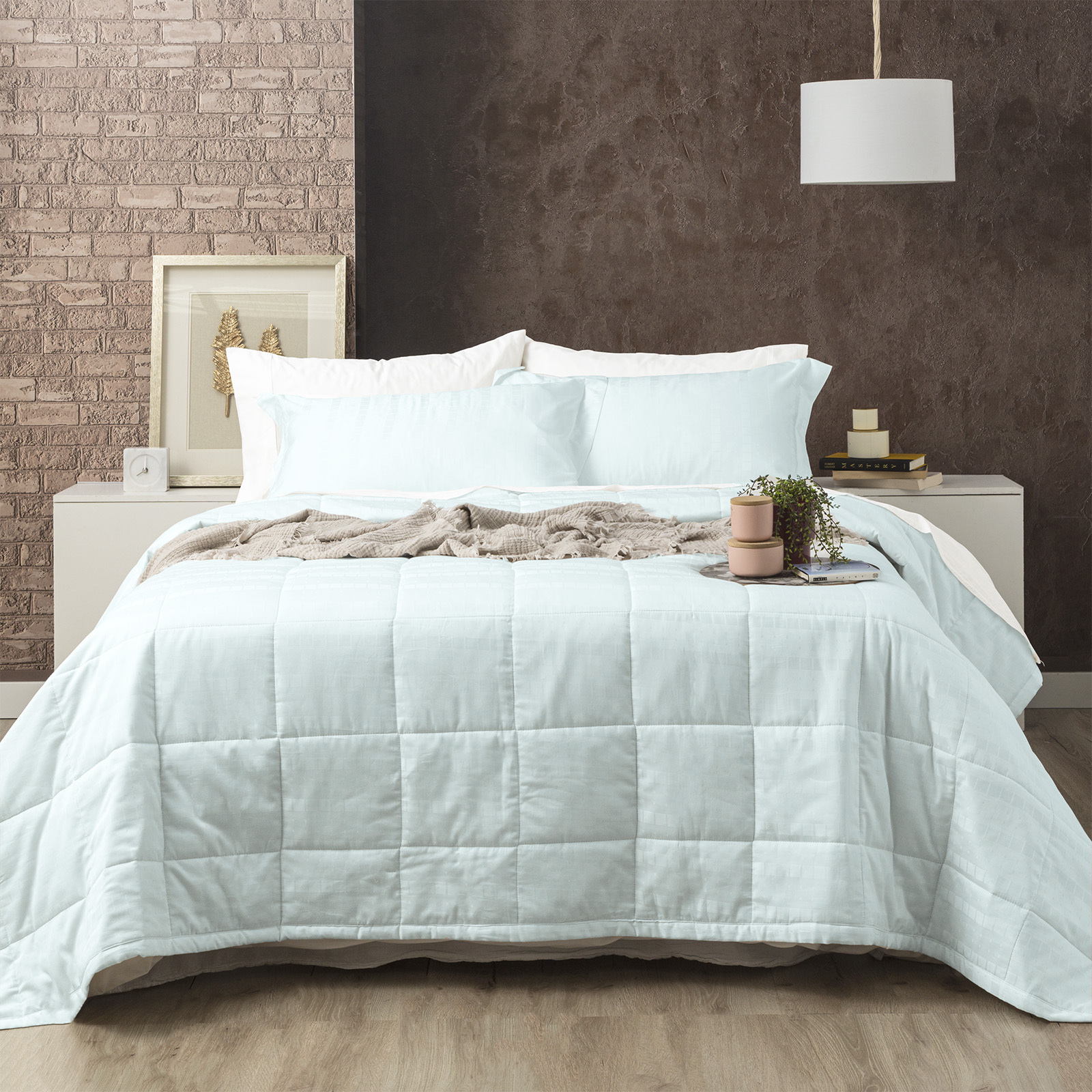 V107-SH320040-195345-00 Damask 500 TC Cotton Jacquard Sage Comforter Set by Ddecor Home King - Image 1