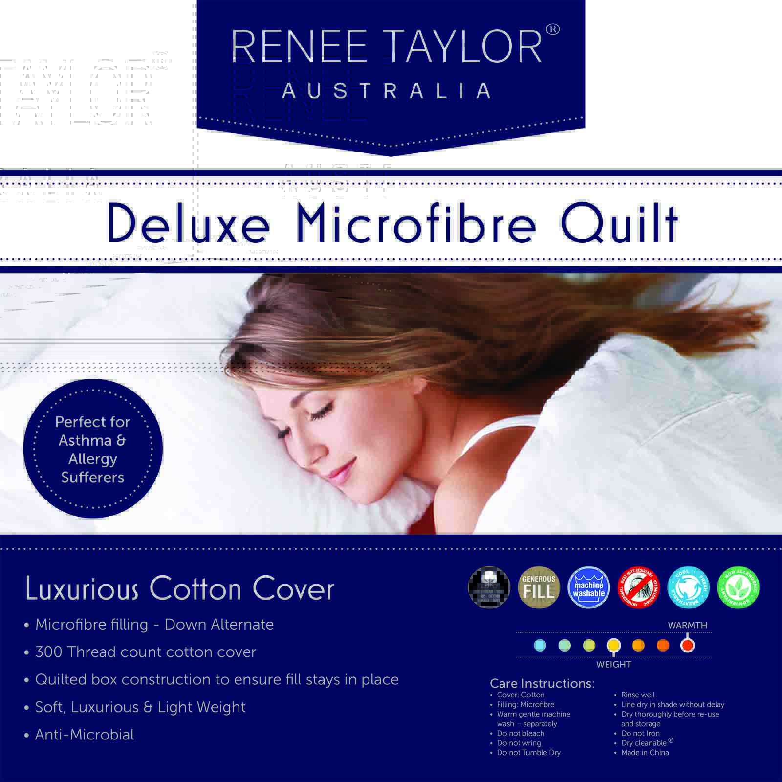 V107-SH323775-196389-00 600 GSM Deluxe High Loft Quilt With Cotton Cover Premium Microfiber Filling by Renee Taylor - Image 1
