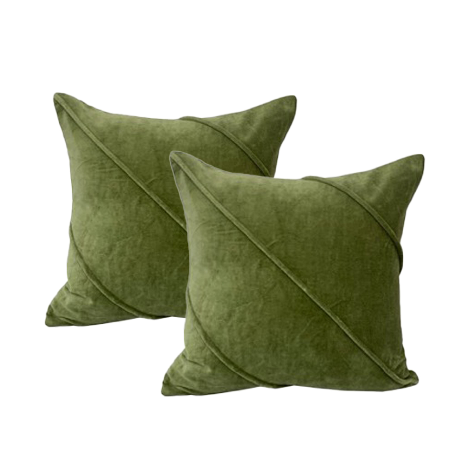 V107-SH325455-196967-00 Trova Sage Twin Pack Cotton Velvet Cushion Feather Filled by Cloud Linen - Image 1
