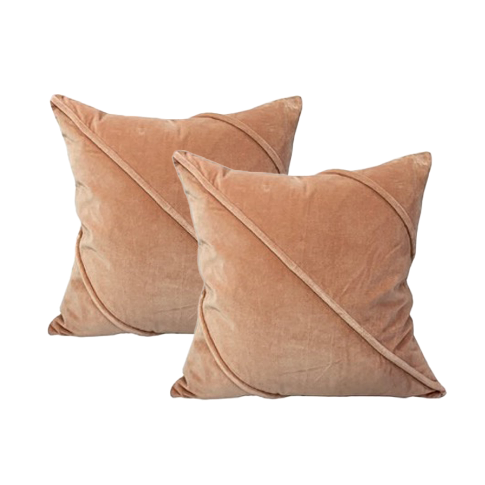 V107-SH325460-196969-00 Trova Blush Twin Pack Cotton Velvet Cushion Feather Filled by Cloud Linen - Image 1