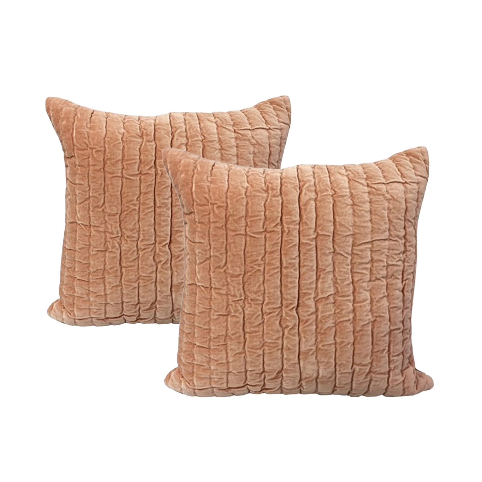 V107-SH325470-196973-00 Minerva Blush Twin Pack Cotton Velvet Embroidered Cushion Feather Filled by Cloud Linen - Image 1