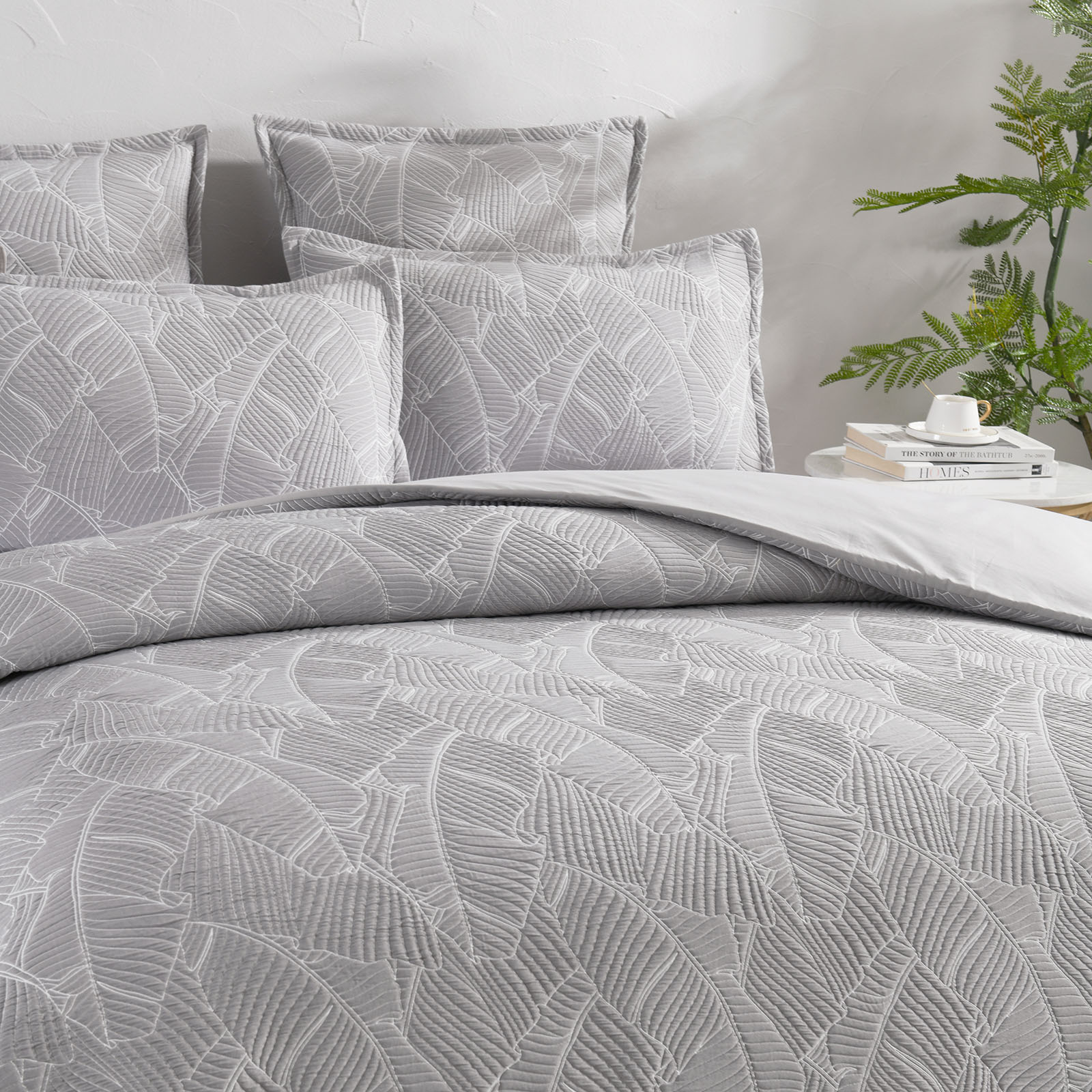 V107-SH326285-196867-00 Bengali Jacquard Silver European Pillowcase by Renee Taylor - Image 1