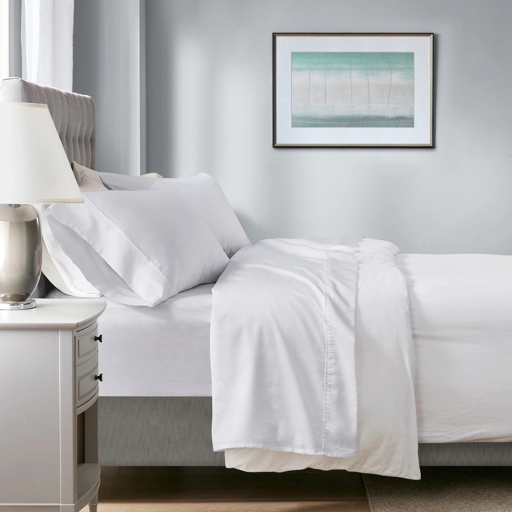 V107-SH327985-202313-00 700 TC Tencel Lyocell Fibre & Cotton White Double Sheet Set by Renee Taylor - Image 1
