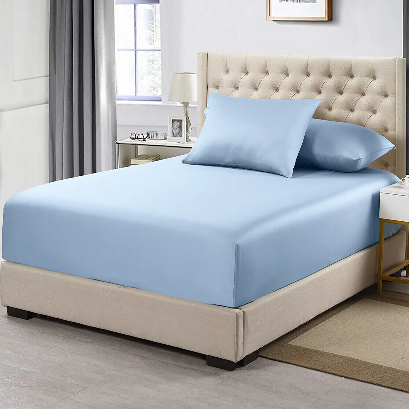 V107-SH329105-217509-00 Ddecor Home 1500 Thread count Premium Cotton Blend Seafoam King Combo Set by Ddecor Home - Image 1