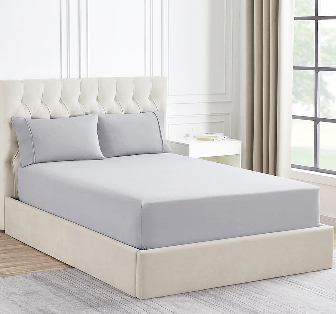 V107-SH329120-217537-00 Ddecor Home 1500 Thread count Premium Cotton Blend Silver Queen Combo Set by Ddecor Home - Image 1