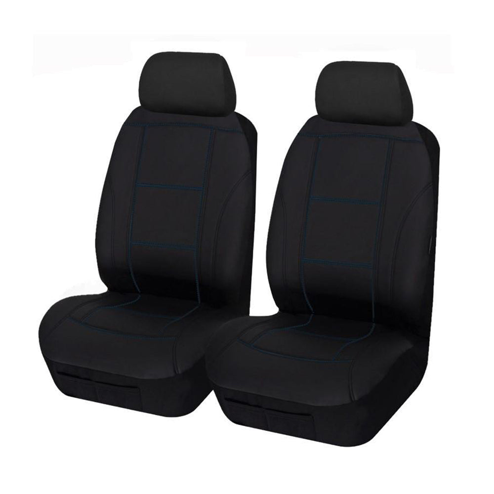 V121-LAVA3503_LAVA3503_a860324d-90e4-4b1a-af6f-4f758cfb6414 Universal Lavish Front Seat Covers Size 30/35 | Black/Blue Stitching - Image 1